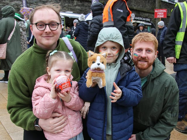 Lorcan and Ethan with Theo and Evie on St. Patrick’s Day in the Guildhall Square. (Photo - Deirdre Heaney, nwpresspics)