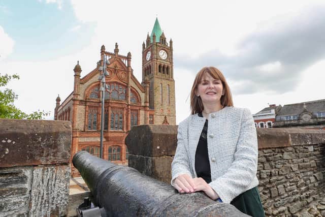Economy Minister Caoimhe Archibald visit to Derry. Mandatory Credit ©Lorcan Doherty