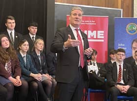 Keir Starmer at St. Columb's College on Friday.