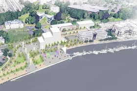 A computer generated image of the proposed School of Medicine that under the City Deal proposals be located on a new University Square, next to Derry City & Strabane District Council.