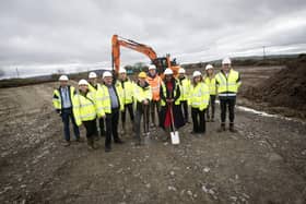 The Mayor of Derry City and Strabane District Council, Lilian Seenoi Barr pictured at the location of the new cemetery at Mullenan Road, Derry this week. Included are DCSDC directors, staff and representatives of the contractor and design team.