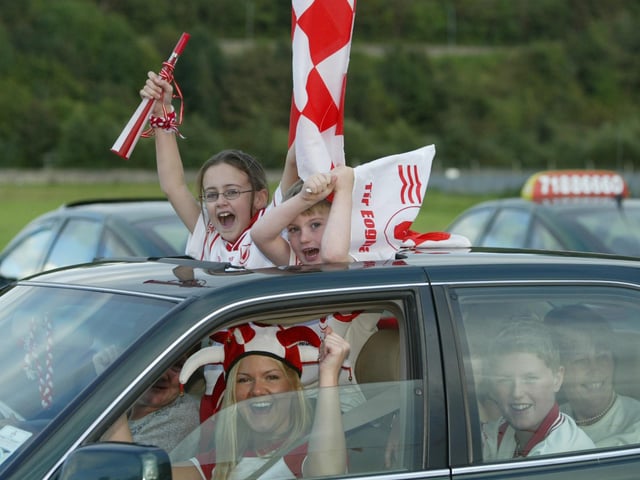 Celebrating Tyrone winning the All-Ireland Senior Football Championship against Armagh in September 2003