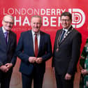L-R: Hubert O’Donoghue, Vice President, General Manager, AIB Merchant Services; Minister for the Economy, Conor Murphy MLA; Greg McCann, President, Derry Chamber; Anna Doherty, Chief Executive, Derry Chamber