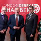 L-R: Hubert O’Donoghue, Vice President, General Manager, AIB Merchant Services; Minister for the Economy, Conor Murphy MLA; Greg McCann, President, Derry Chamber; Anna Doherty, Chief Executive, Derry Chamber
