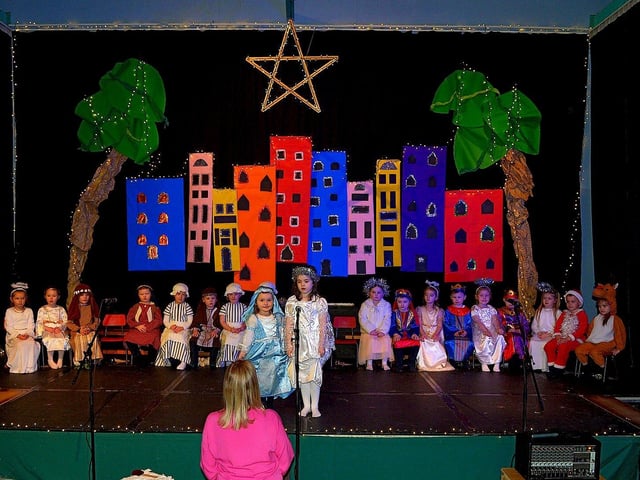 Pupils from Mrs Logue's P1 class at St Eithne's Primary School perform their Nativity Play on Wednesday for family and relatives. Photo: George Sweeney. DER2249GS - 11