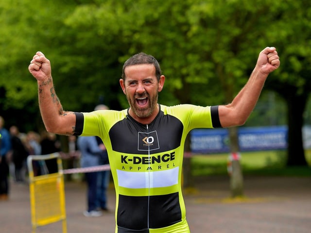 Mickey Doherty taking part in the Liam Ball Triathlon on Sunday morning.