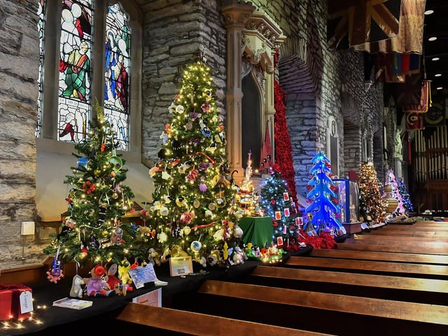 Christmas tree displays in St Columbs Cathedral form part of the annual Christmas Festival. Photo: George Sweeney
