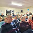 Standing room only! A packed audience listen to the findings of the farming storytelling project.