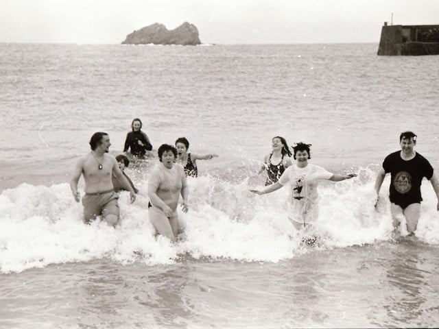 Taking a cold dip at Malin Head during Christmas Day, back in December 1994.