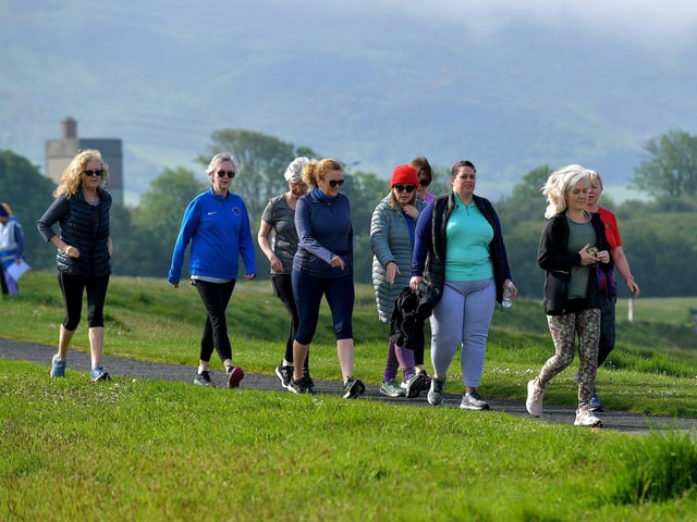 Participants in the Buncrana Park run on Saturday morning, in memory of the late Ciaran Caldwell. Photo: George Sweeney.  DER2319GS – 19