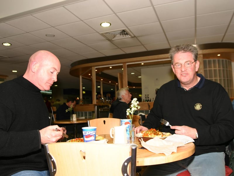 Having a bite to eat at the Lifford Races.