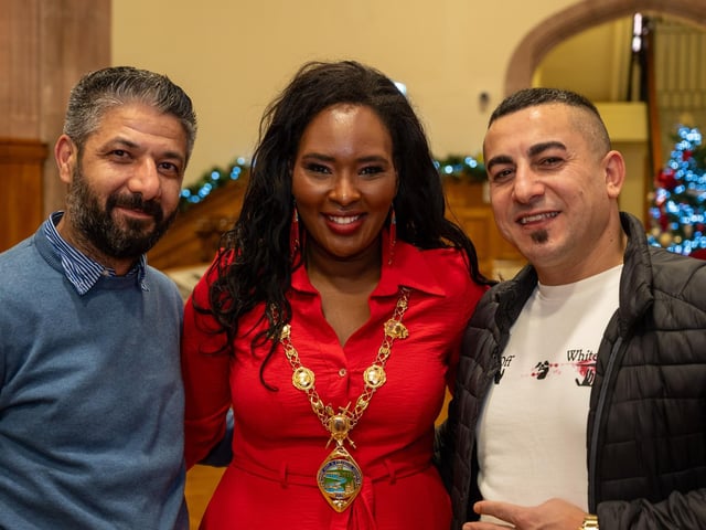 The Mayor Councillor Lilian Seenoi-Barr hosted a Christmas Community event at the Guildhall for people from across the Derry City and Strabane District Council area on Sunday. Picture Martin McKeown. 01.12.24 : Mayor's Community Christmas Party