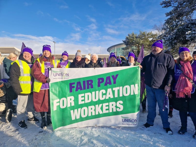 Striking public sector workers in Derry.