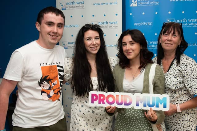 Brother and sister Chiyanne McGrotty and Matthew McGrotty with mum Katie McDermott and big sister Amy Porter pictured at NWRC's Best in FE awards.