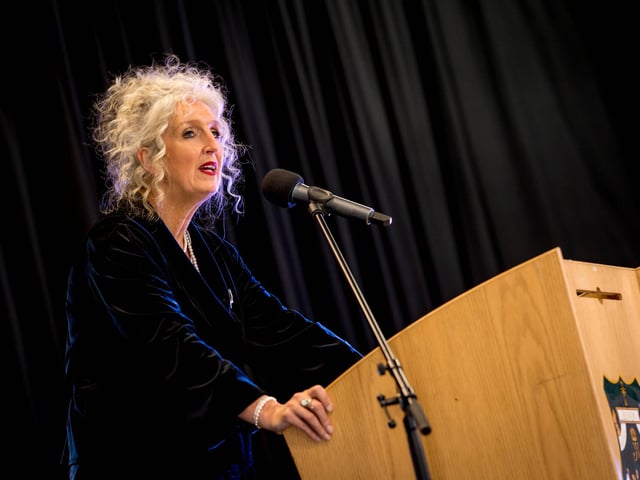 Ms Sharon Mallett, addressing the audience at the Thornhill Year 14 Prize-giving