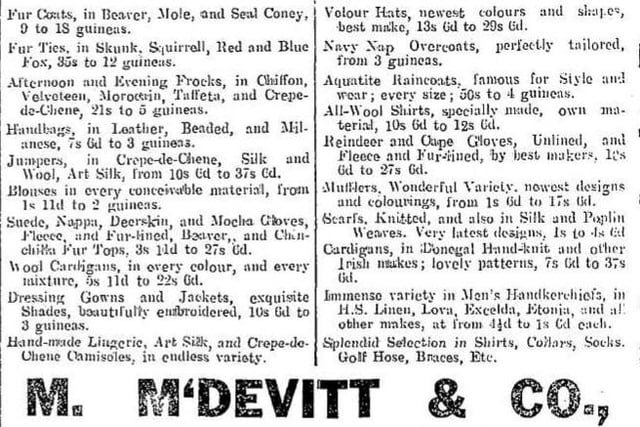 McDevitt and Company, Duke Street, Christmas advertisement.