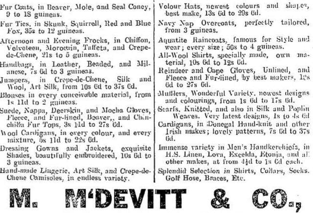 McDevitt and Company, Duke Street, Christmas advertisement.
