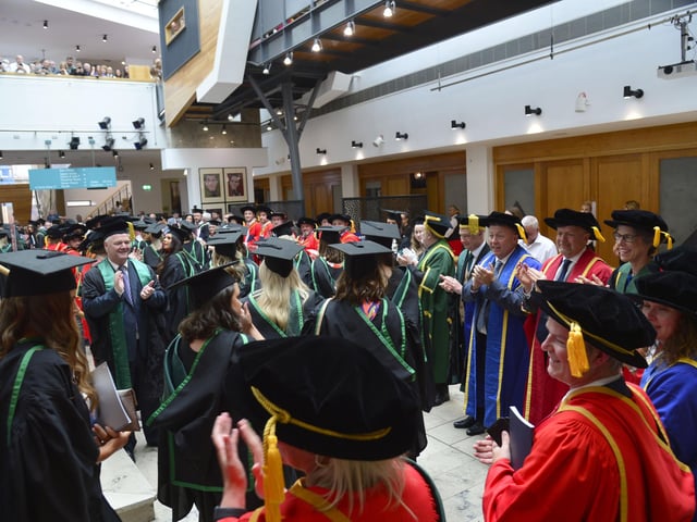 Students gathered in the Millennium Forum for the graduation ceremony.