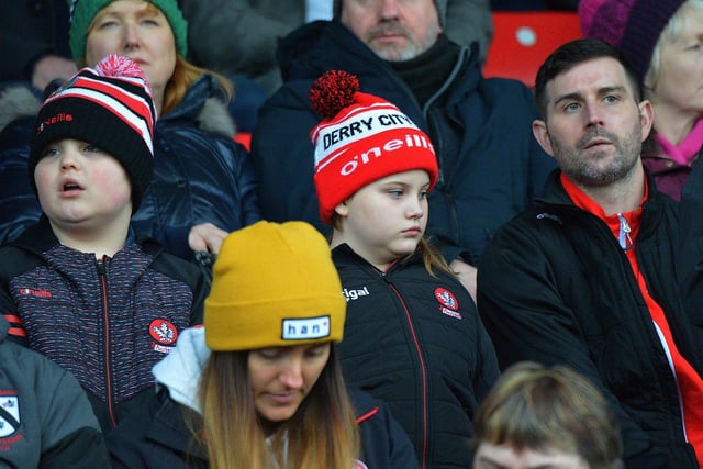 Fans at Derry’s opening National League Division Two gameat Owenbeg on Saturday afternoon. Photo: George Sweeney. DER2305GS – 150