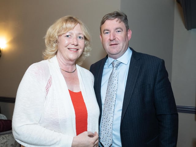Maira Corrigan and Senator Niall Blaney at the Tip O'Neill irish Diaspora Awards 2024 in Inishowen Gateway Hotel on Friday last. Photo Clive Wasson
