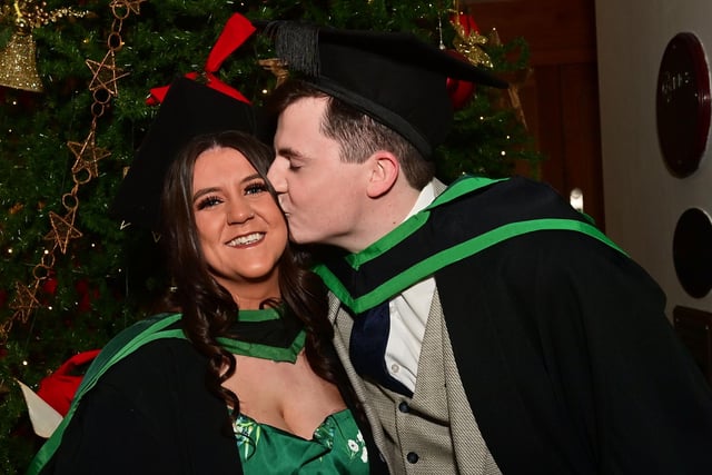Pacemaker Press 13/12/22
Mike Martin from Fontana and Briege Maguire from Ederney ,Who graduated in Nursing at the Ulster University graduation in the Millennium Forum in Derry on Tuesday.
Pic  Pacemaker:.