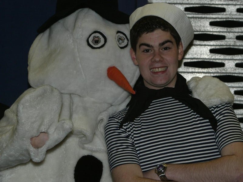 Snowman Rory Gallagerh and sailor Barry Cassidy from Bishop St. (0311JB40):20 YEARS ON: Halloween celebrations in Derry in 2003