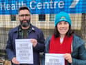 People Before Profit representative Damien Doherty with Derry & Strabane Councillor Maeve O'Neill.
