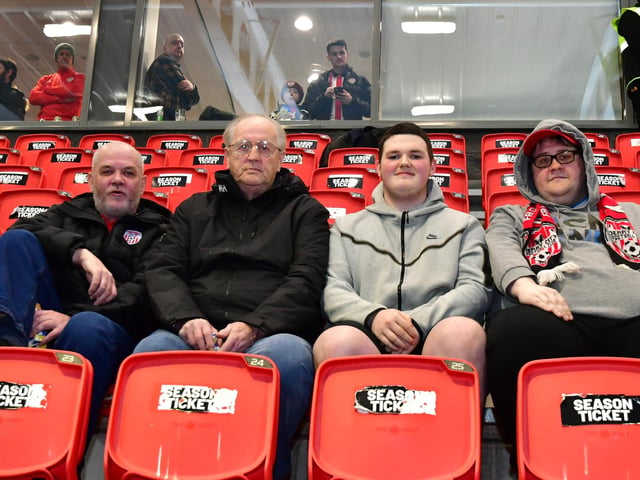 Patiently awaiting kick-off in the Mark Farren Stand.