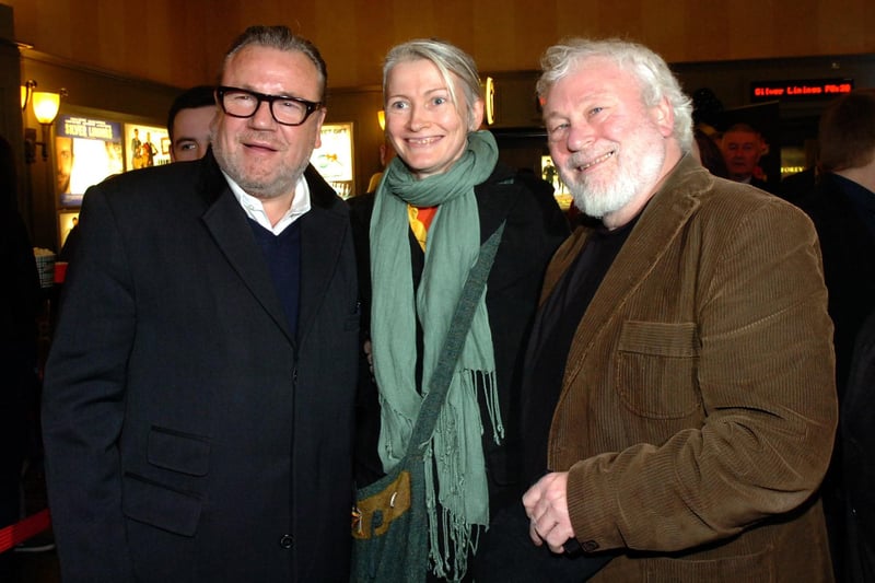 Dermie McClenaghan with Sha Gillespie meeting actor Ray Winstone in 2012.