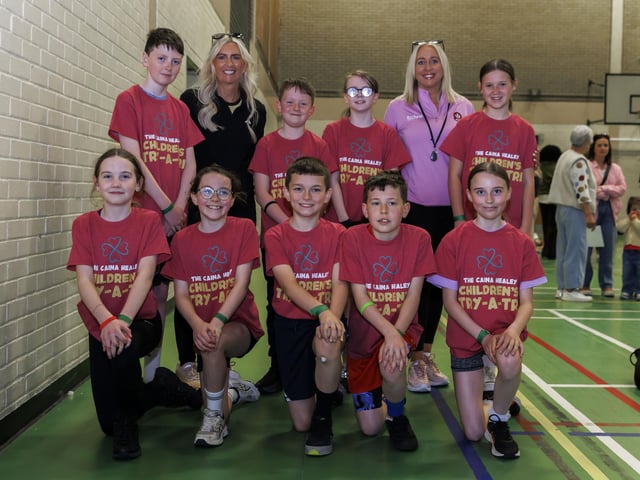 Participants in the Children's Try-A-Tri in memory of Caina Healey. Michelle Campbell/Micam Photography