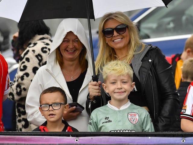 Fans attend the Derry City open training session on Monday morning in  Brandywell Stadium. The event was organised at part of the Gasyard Feile.  Photo: George Sweeney / Derry Journal