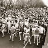 Runners get ready to set off on the Male Mini Marathon in December 1983