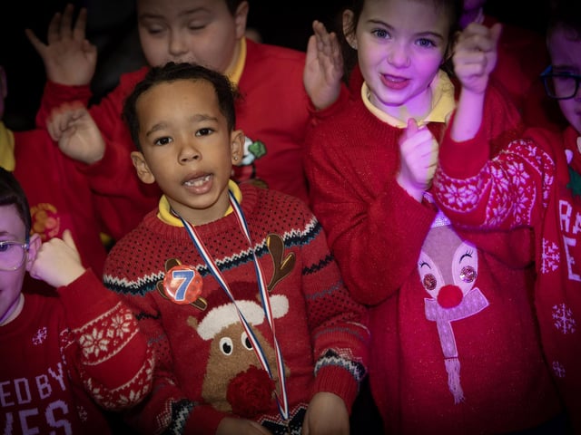 Jackson celebrates his 7th birthday performing some Christmas carols with his Friends from Primary 3 in Steelstown PS last week.