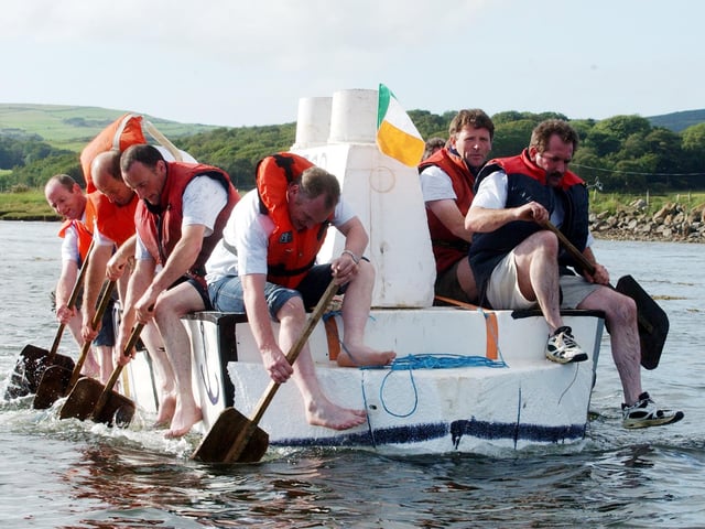Competitors in the Malin Raft Race.