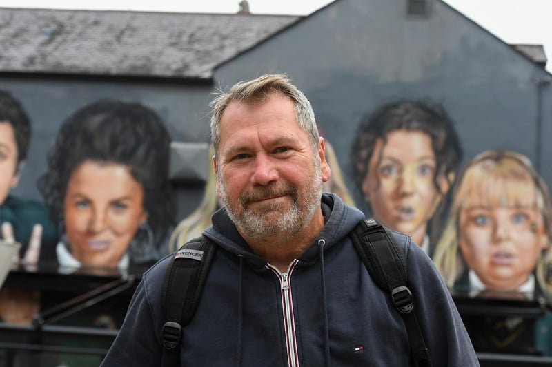 Neil Wilson from Sunderland in England said he liked Derry Girls. "I think it's very funny. We are visiting Londonderry, or Derry, for the day and this was one of the things we wanted to come and see." Neil wasn't a fan of the new outdoor seating infrastructure though. "It looks pretty poor doesn't it? It's going to spoil the view. Just for a couple of extra seats in the pub; there's plenty of seats elsewhere isn't there?" Photo: George Sweeney