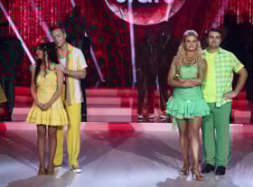 Derry Girls Leah O’Rourke with her Dance Partner John Nolan  (left of pic) the first couple to be voted out, during Dancing With The Stars Series 6 .
Pic : Kyran O’Brien/kobpix