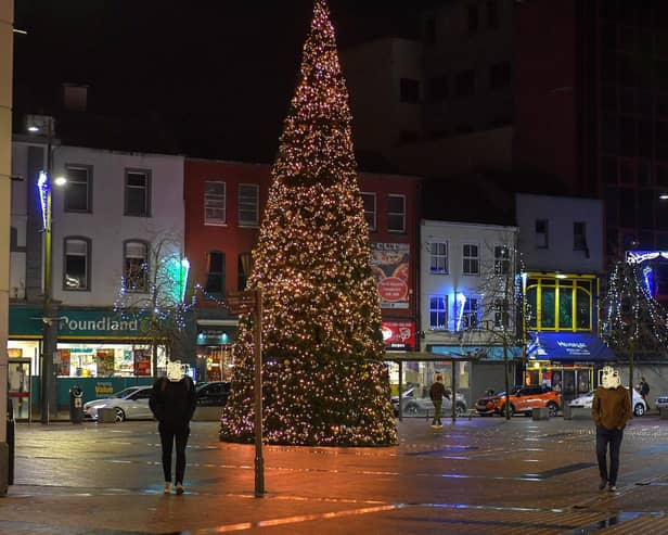 One of the large Christmas trees erected at Waterloo Place over the festive season. (File picture) Photo:George Sweeney