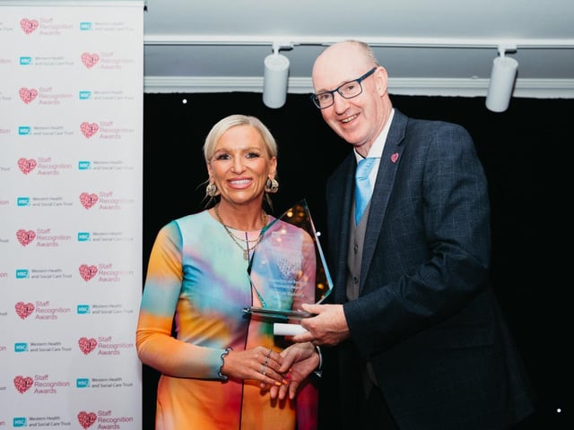 Supporting Our Services Champion Award highly commended, Thomas Doherty collected by Stacey Brolly.