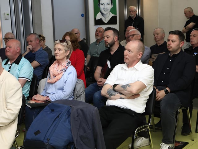A section of the audience including Foyle MP Colum Eastwood and Colr. Pat Murphy.  (Photo - Tom Heaney, nwpresspics)