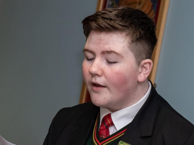 Caoimhin McCusker, performing at the Grandparents Mass in St. Joseph's Boys School on Wednesday. : .