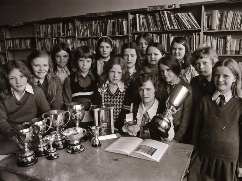 17-year-old St Mary's pupils Cathy Murray displaying her many awards for singing at her school.