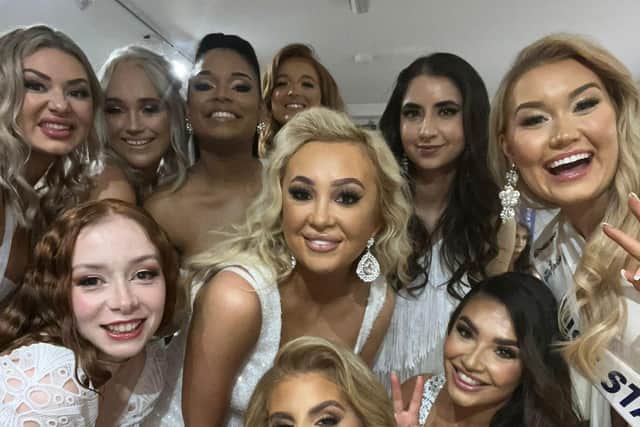 Amy, centre, with fellow Miss Great Britain contestants.