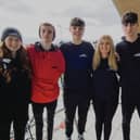 Left to right: Just Content team Caoimhe Barr, Joshua CurranKelly, Conor Rabbett, Morgan Stevenson and Cathal Carlin.