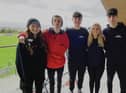 Left to right: Just Content team Caoimhe Barr, Joshua CurranKelly, Conor Rabbett, Morgan Stevenson and Cathal Carlin.