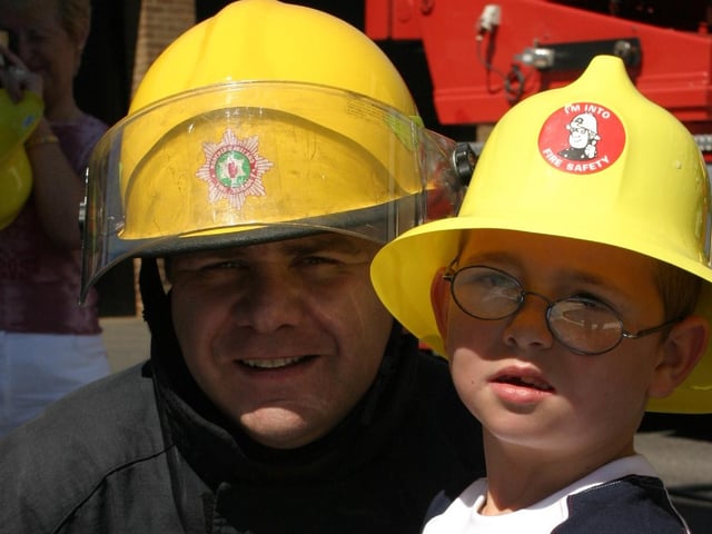 Spending time out in the sun, with the fire service.
