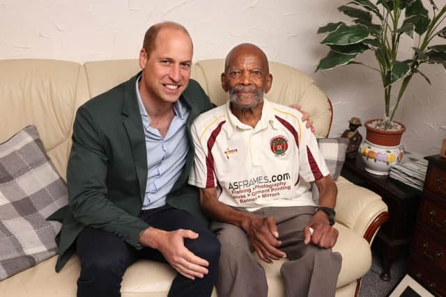 Alford Gardner, who stepped off the Empire Windrush - a ship which brought about 500 migrants to the UK from the Caribbean - had a special visit from HRH Prince William of Wales at his home in Leeds, West Yorkshire as part of Pride of Britain