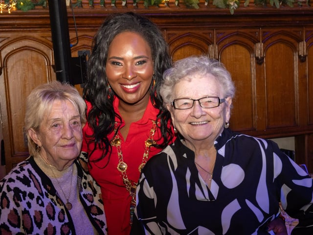 The Mayor Councillor Lilian Seenoi-Barr hosted a Christmas Community event at the Guildhall for people from across the Derry City and Strabane District Council area on Sunday. Picture Martin McKeown. 01.12.24 : Mayor's Community Christmas Party