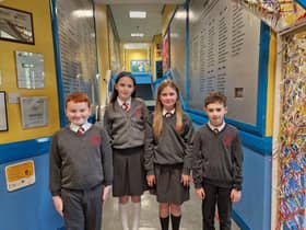 P7 pupils Conor O'Reilly, Jessica Doherty, Eve Doherty and Cian Sweeney
