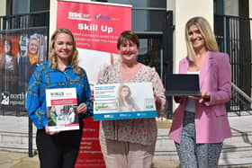 Maria Moore, NWRC Administrative Officer pictured with Luane Quigley, NWRC Curriculum Manager for Business Administration and Jane Fleming, NWRC Business Development Executive, at the launch of the Women Returners Programme. 