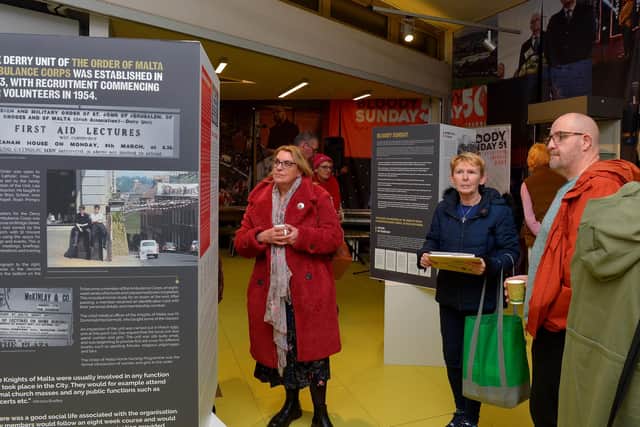 People pictured previously at an Order of Malta exhibition launch in the Museum of Free Derry. Photo: George Sweeney. DER2305GS – 55